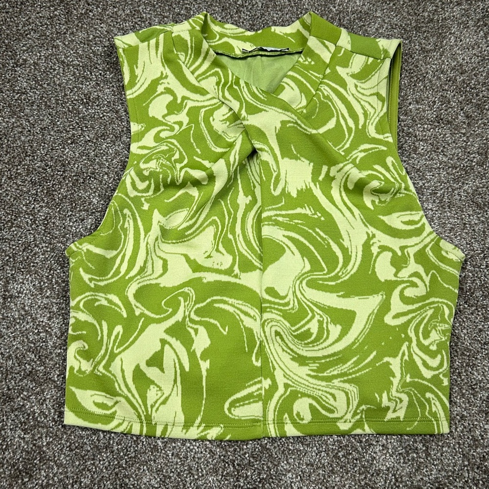 Zara Green Patterned Women's Top